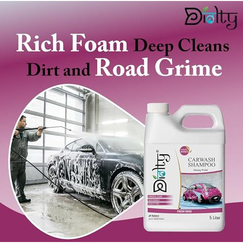 Diolty Car Shampoo With Extra Foaming For Car Care And Cleaning, Concentrated Washing Liquid, Ph Balanced 5L (Rose)