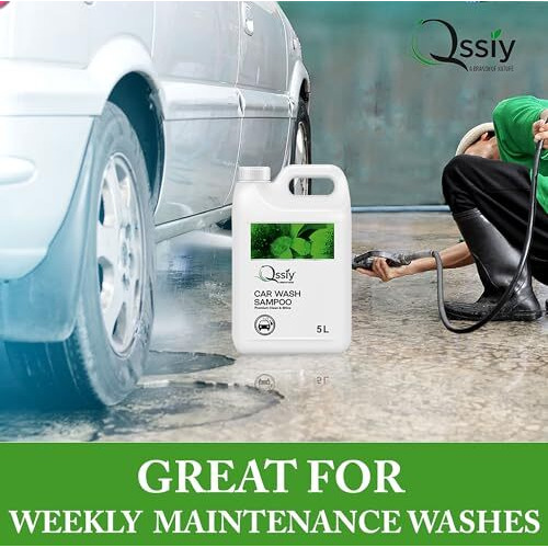 Qssiy Car Shampoo, Cleans And Shines Cars, Bikes, Motorbikes Extra Shine Shampoo,High Foam Carwash Shampoo 10 Liter (Green Apple)