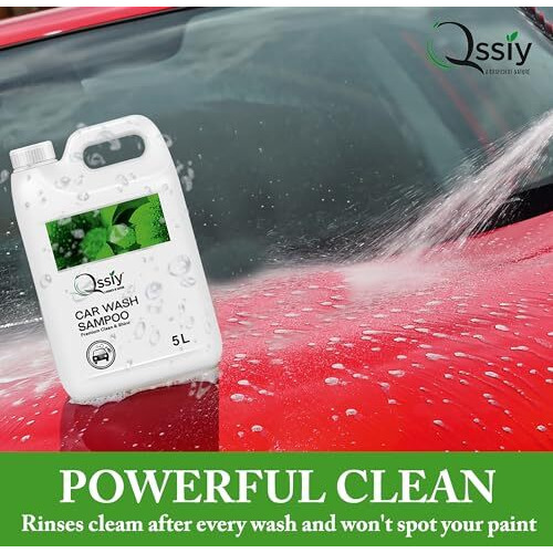 Qssiy Car Shampoo, Cleans And Shines Cars, Bikes, Motorbikes Extra Shine Shampoo,High Foam Carwash Shampoo 10 Liter (Green Apple)