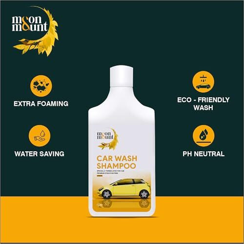 Moon & Mount Car Shampoo And Car Washing Liquid, Car Wash Shampoo, Safe For Cars, Trucks, Motorcycles, Rvs, Wash Liquid For Car And Bike - 1 Liter (Lemon)