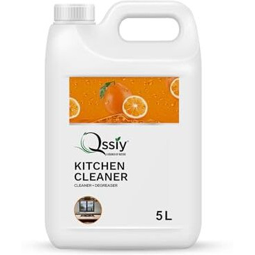 Qssiy Kitchen Cleaner 5 Liter | Surface Cleaner Liquid For Kitchen & Bathroom | Glass Stove Top Cleaner | Grease Removal | Kitchen Oil Stain Remover | Skin Friendly And Non Toxic (Orange)