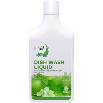 Moon & Mount Dishwash Liquid Gel Green Apple Can Jar, Leaves No Residue, Grease Cleaner For All Utensils, Dishwashing Liquid 1 Liter
