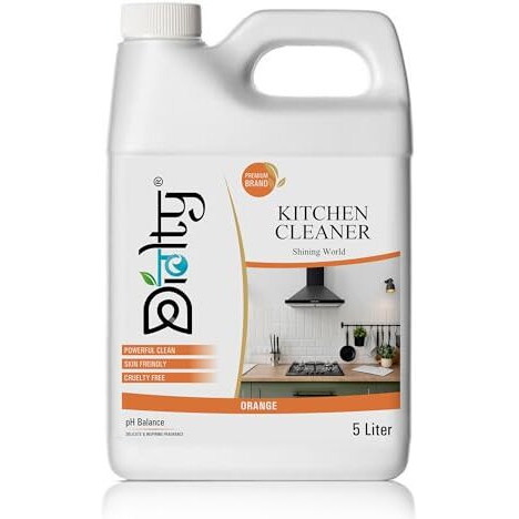 Diolty Kitchen Cleaner | Surface Cleaner Liquid 5 Liter For Kitchen & Bathroom | Glass Stove Top Cleaner | Grease Removal | Kitchen Oil Stain Remover | Skin Friendly And Non Toxic (Orange)