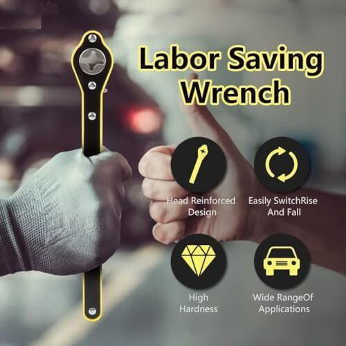 Harboan Car Jack Ratchet Wrench For Car, Long Handle For Scissor Jack, Positive And Reversal Knob Design (Jack Wrench Ratchet)