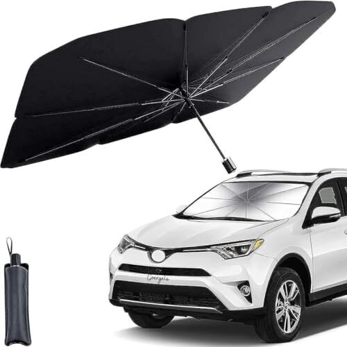 Harboan Car Sun Light Windshield Cover, Umbrella Windshield Sun Light For Car Front WindowSun Protection & Heat Insulation Foldable Sun Light Full Cover Sun Light For Most Vehicles (Black)