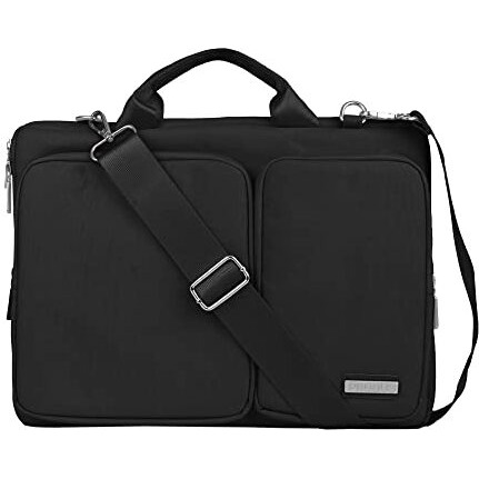Probus Canvas Dual Pocket Laptop Sleeve Messenger Bag Organizer Compatible With 13.3Inch Laptop- Black