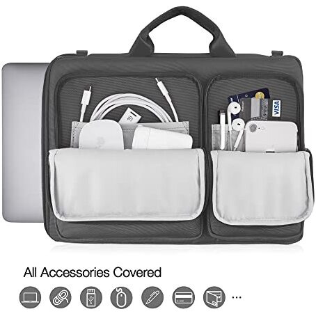 Probus Canvas Dual Pocket Laptop Sleeve Messenger Bag Organizer Compatible With 13.3Inch Laptop- Black