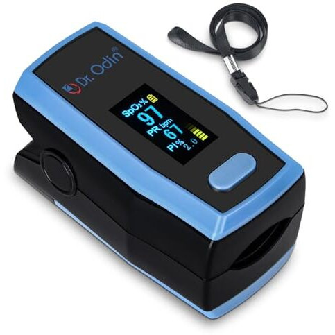 Dr. Odin A330N Pulse Oximeter With Quick Heart Rate And Oxygen Monitoring, Oled Display, Flex Finger Grip, Vibrant Oled (Black & Blue)