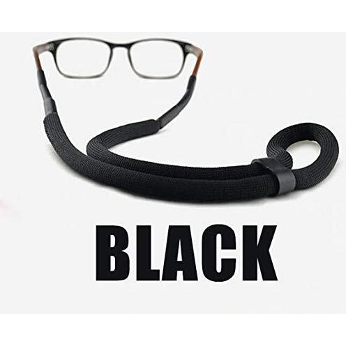 Flying Clouds Smart Adjustable Long Neck Strap Lanyard For Glasses Spectacle With Silicone Loop, Black