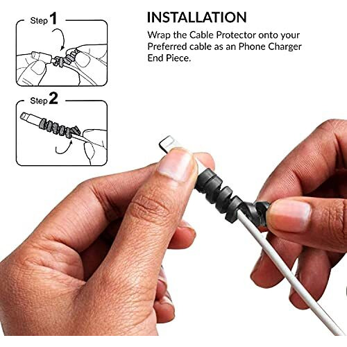 Inefable (30 Pcs) Multicoloured Protection Spiral Cable & Wire Protectors Spring Wire For All Wired Accessories For Usb Charger, Data Cable, Earphone, Elastic Cord Saver-(Black & Grey-30Pcs)