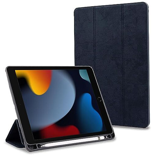 Proelite Smart Pu Flip Case Cover For Apple Ipad 10.2" 9Th Gen (2021) / 8Th Gen / 7Th Gen With Pencil Holder, Black