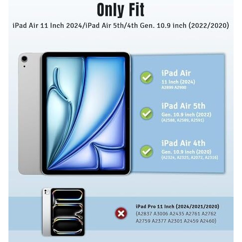 Proelite For Ipad Air 11 Inch Case M2 2024, Ipad Air 5Th Generation Case 2022/Ipad Air 4Th Gen Case 2020 10.9 Inch, Slim Hard Pc Translucent Back Shell Smart Cover Fit Ipad Air Case, Dark Green