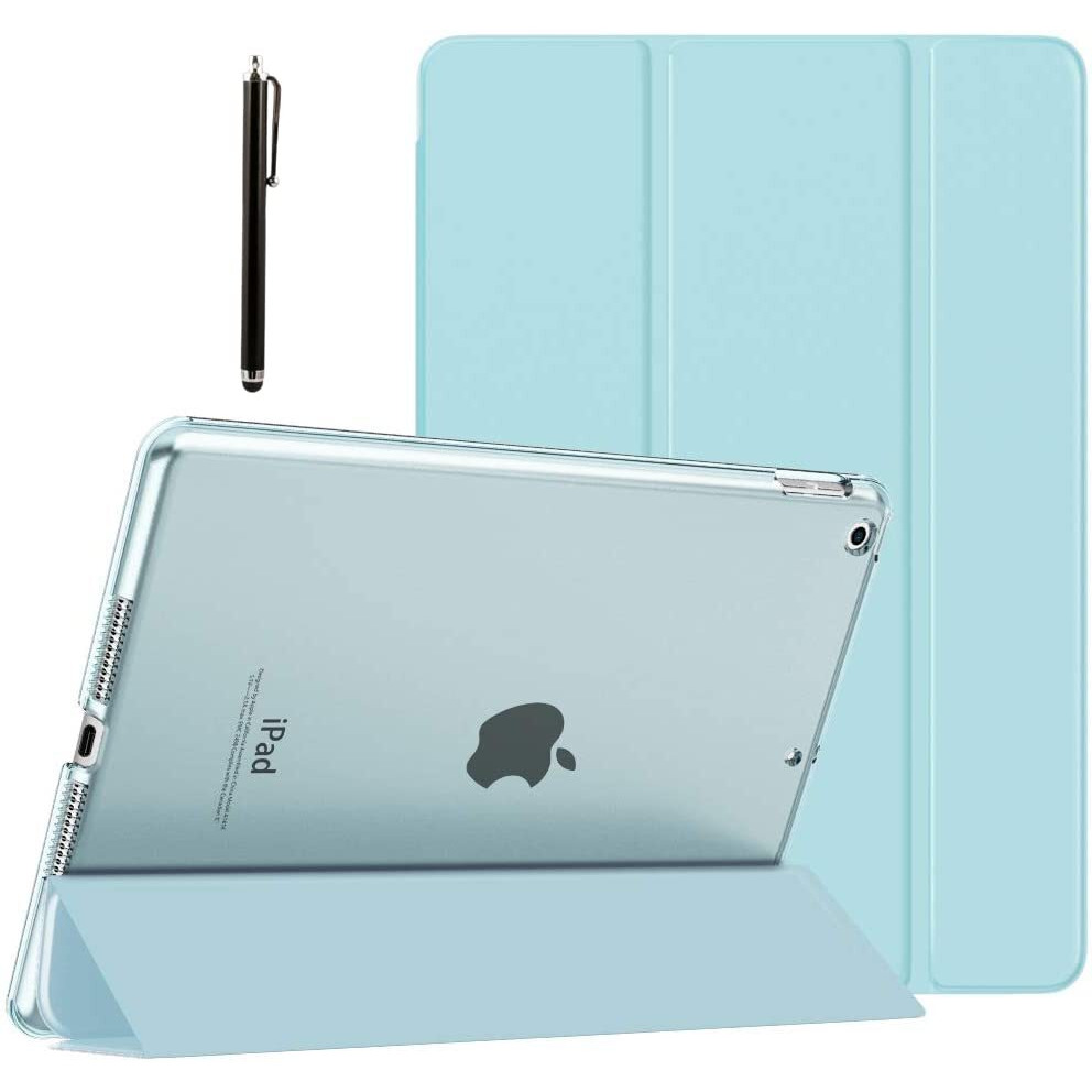 Proelite Faux Leather Smart Flip Case Cover For Apple Ipad 10.2" 9Th Gen (2021) / 8Th Gen / 7Th Gen With Stylus Pen, Light Blue