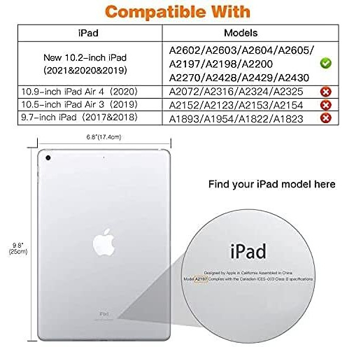Proelite Faux Leather Smart Flip Case Cover For Apple Ipad 10.2" 9Th Gen (2021) / 8Th Gen / 7Th Gen With Stylus Pen, Light Blue