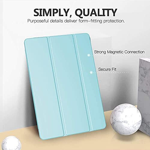 Proelite Faux Leather Smart Flip Case Cover For Apple Ipad 10.2" 9Th Gen (2021) / 8Th Gen / 7Th Gen With Stylus Pen, Light Blue