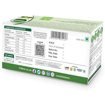 Roots & Stems Tulsi Tea | Instant Premix Extract Powder With Probiotic Herbal Tea | For Cold, Cough & Immunity | 60G (3Gx20 Sachets) Pack Of 1