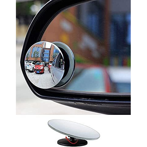 Detachi 3R-240 Car Glass Mirror Blind Spot, 360 Mirror, Rear View Convex Mirror, Parking Mirror For Car, Car Mirror Accessories Frameless 3R Original Suitable All Cars (Round 2-Pcs)