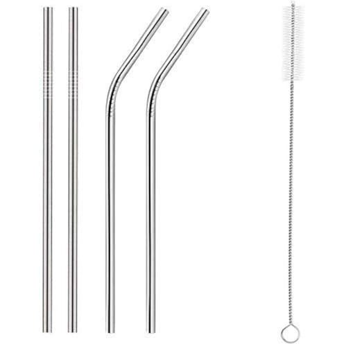 Antil's Reusable Stainless Steel Drinking Straw Sipper (2 Straight Straw + 2 Bent Straw & 1 Straw Cleaning Bush)
