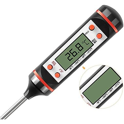 Kitchen Thermometer Digital Multi-Functional With Instant Read Cooking Thermometer - With Auto Turn Off Function Best Digital Thermometer For All Food, Liquid Grill, Bbq,Candy (Black/White)