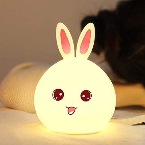 One94Store Silicone Rabbit Night Light | Usb Rechargeable 7 Color-Changing Led Lamp With Touch Sensor Control | Kids Bedroom Dcor & Gift For Baby
