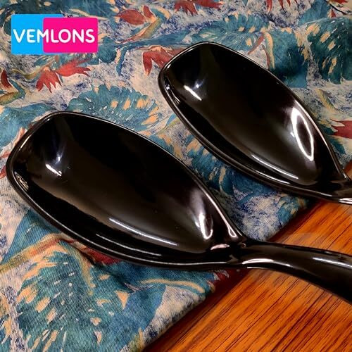 Vemlons Serving Spoon, Black Long Handled Serving Spoon Melamine Tableware (Set Of 4 Piece) (Black)