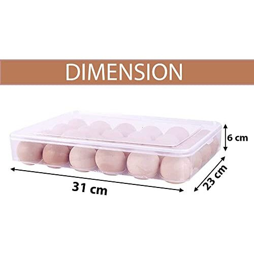 E-Cosmos 24 Grid Egg Storage Tray For Refrigerator, Stackable Plastic Egg Containers For Fridge Kitchen Size Of The 24 Egg Storage Box Is (31X23X6) Cm (1Pc)