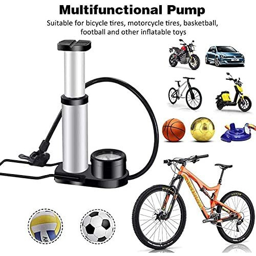 D Raj Portable High Pressure Foot Air Pump Heavy Compressor Cylinder With Pressure Gauge Floor Pump For Motorbike, For Cars, Bicycle, Football, Cycle Pump., Black