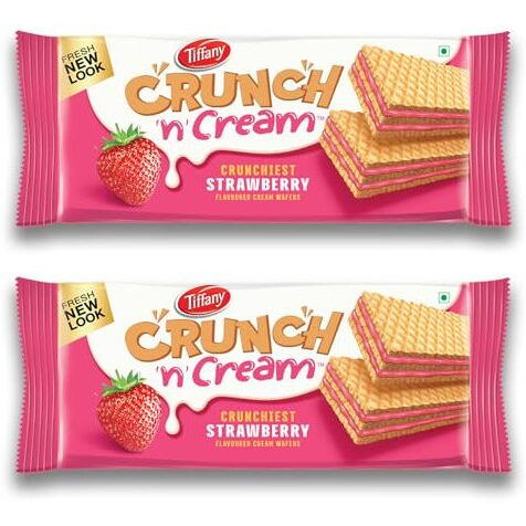 Tiffany Crunch N Cream Wafer Strawberry, 135G (Pack Of 2)