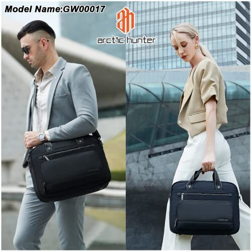 Arctic Hunter Office Laptop Bag For Men Women 15.6-Inch Laptop Messenger Bag Polyester Water-Resistant Laptop Sling Shoulder Bag Briefcase Hand Bag Anti-Theft Shockproof,Black