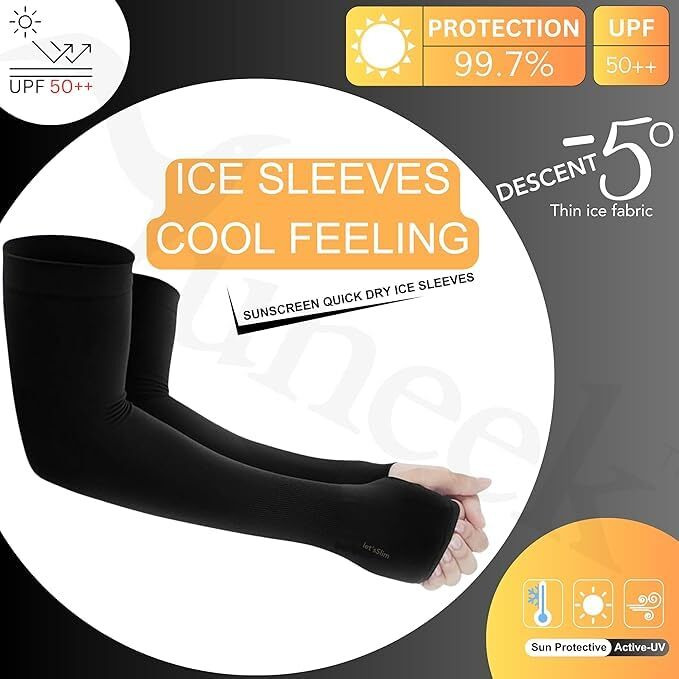 Pereptual Uv Protected Arm Sleeves - Cooling, Breathable, Sweat Wicking, Anti Tan, Dustproof Sleeves For Men And Women Perfect For Sports, Driving, Cycling 1 Pcs
