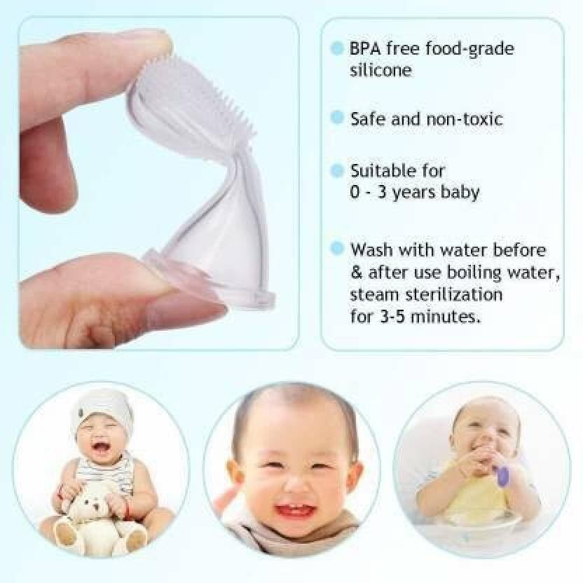 Pentamark Baby Finger Toothbrush With Storage Case(4 To 24 Months), 100% Silicone Bristles, Multicolor