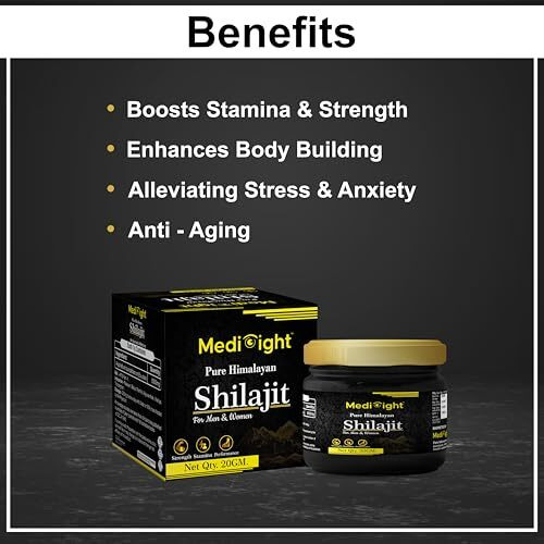 Medisight Shilajit For Man/Woman, Boosts Stamina & Strength, Enhances Body Building, Alleviating Stress & Anxiety, Anti - Aging, Himalayan Shilajit (20 Gm)