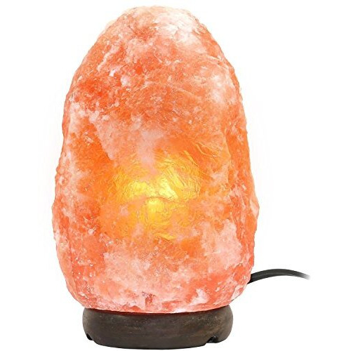 Greenco Natural Himalayan Rock Salt Lamp 6-11 Lbs With Wood Base, Electric Wire, Dimmer Control & Bulb