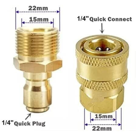 Starq Quick Connect Adapter Fittings For Pressure Washer Hose Pipe M22 X 15 (Set Of 2 Male And 2 Female)