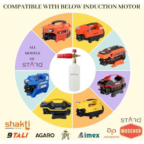 Starq 1 Ltr Professional Snow Foam Lance/Canon With 1/4" Quick Connector Foam Blaster For Pressure Washer (Red)