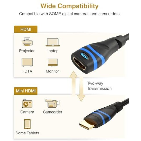 Bluerigger High Speed Mini Hdmi(Not Micro) To Hdmi Female Adapter With Ethernet (20Cm)