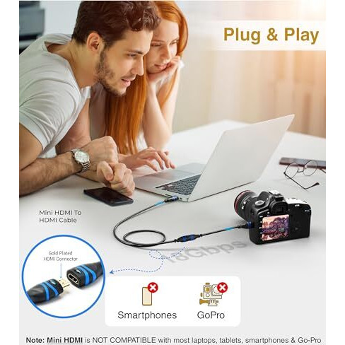 Bluerigger High Speed Mini Hdmi(Not Micro) To Hdmi Female Adapter With Ethernet (20Cm)