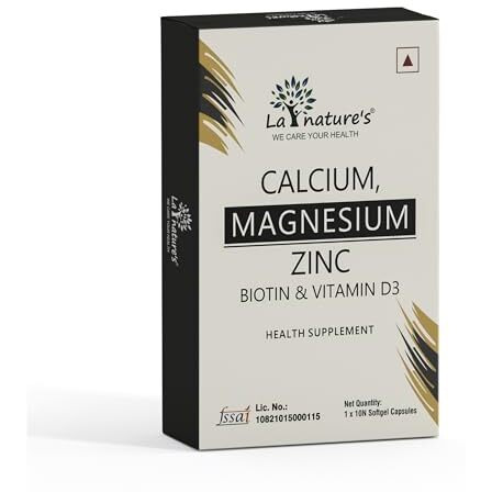 La Nature's Calcium Magnesium Zinc With Biotin & Vitamin D3 - Calcium Citrate 500 Mg And Vitamin D3 400 Iu - Adults - 10 X 3 Strips- 30 Softgels