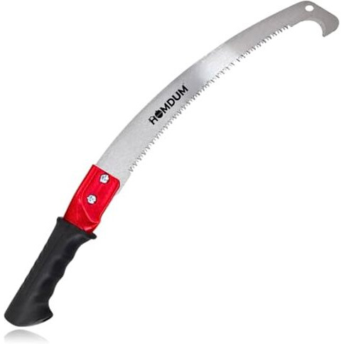 Homdum Pruning Saw With Pole Fixing Slot Curved Blade Hand Saw Professional Pruning Saw With Hook Rust Resistance Sharp Teeth Blades |With Rubber Grip Handle