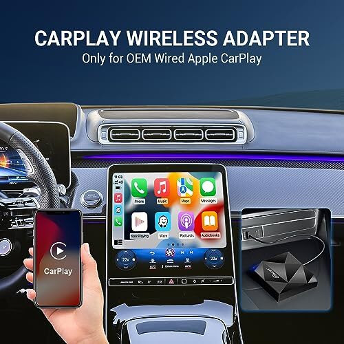 Ottocast Wireless Carplay Adapter For Iphone-Apple Carplay Dongle Wired To Wireless, Plug And Play & Automatic Connection, Apple Carplay Wireless Adapter Supports Oem Wired Carplay Cars (Black)
