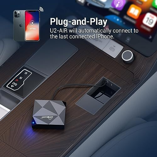 Ottocast Wireless Carplay Adapter For Iphone-Apple Carplay Dongle Wired To Wireless, Plug And Play & Automatic Connection, Apple Carplay Wireless Adapter Supports Oem Wired Carplay Cars (Black)