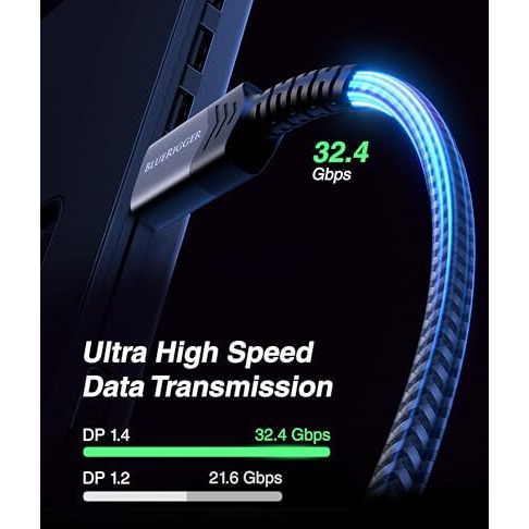 Bluerigger 8K Displayport (Dp To Dp) Cable - 10 Feet - (Up To 32.4 Gbit/S, Uhd With 8 K / 60 Hz Or 4 K / 120 Hz, Supports Hbr3, Dsc 1.2, Hdr 10, Black) Series