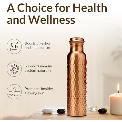 Ava Designz Cleo Home (32 Oz/950 Ml) Handcrafted Hammered-100% Ayurvedic Copper Water Bottle With Cleaning Brush And Canvas Bag | Lab-Tested, Leak-Proof Bottle