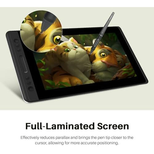 Huion Drawing Monitor Kamvas Pro 13 Pen Display Graphic Tablet Tilt Battery-Free Stylus 8192 Pen Pressure 120% Srgb 13.3 Inch Gt-133 13.3 Inch Monitor With Stand For Linux, Windows And Mac