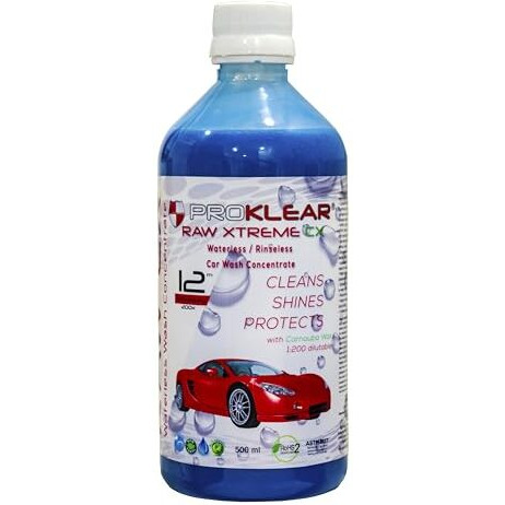 Proklear Waterless Dry Car Wash 500Ml Concentrate Raw Xtreme Cx Carnauba Wax Rinseless/Waterless Auto Wash Concentrate - 400 Washes Makes 100 Liters