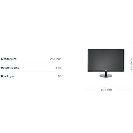 Aoc E970Swn 18.5-Inch Led-Lit Monitor, 1366 X768 Resolution, 5Ms, 20M1 Dcr, Vga, Vesa