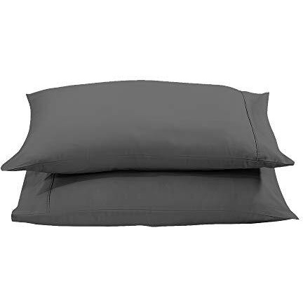 Queen Size Sheet Set - Hotel Luxury Bed Sheets With Pillowcase, 4 Piece Set - 100% Cotton 400 Tc (Includes 1 Bedsheet, 1 Fitted Sheet With Elastic, 2 Pillow Covers) 8 Inch Drop - Dark Grey