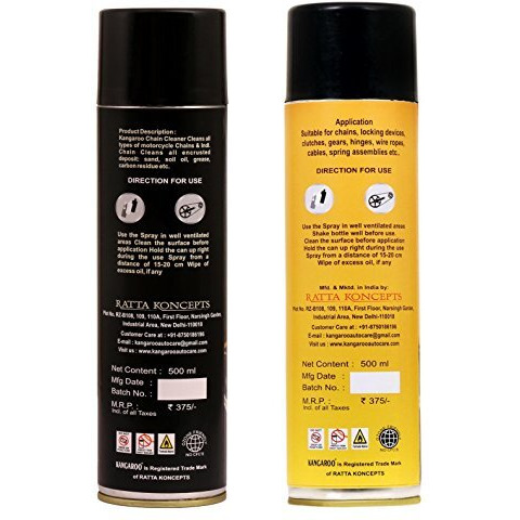 Kangaroo Chain Lube And Chain Cleaner (500 Ml Each, Black).