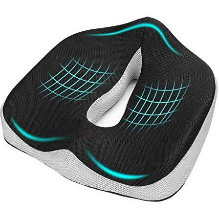 Obliq Orthopaedic Coccyx Pillow Tailbone Seat Cushion With Non-Slip High Density Memory Foam To Relieve Sciatica, Back Pain Relief For Chair, Wheel Chair, Car, Multi Color