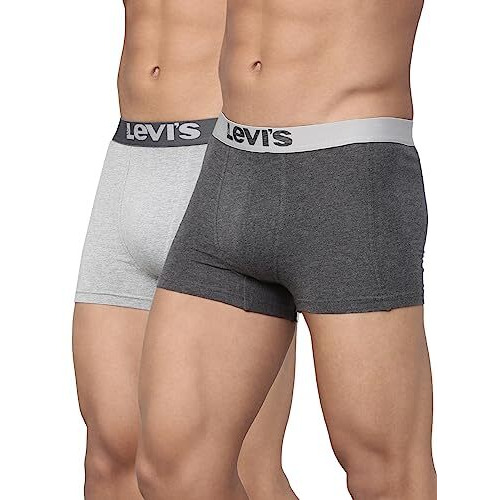 Levi's Men's Cotton Style 018 Neo Regular Fit Solid Trunk (Pack Of 2) (018-Trunk-Lt Dk Gmel-P2_Light, Dark Grey Melange_M)